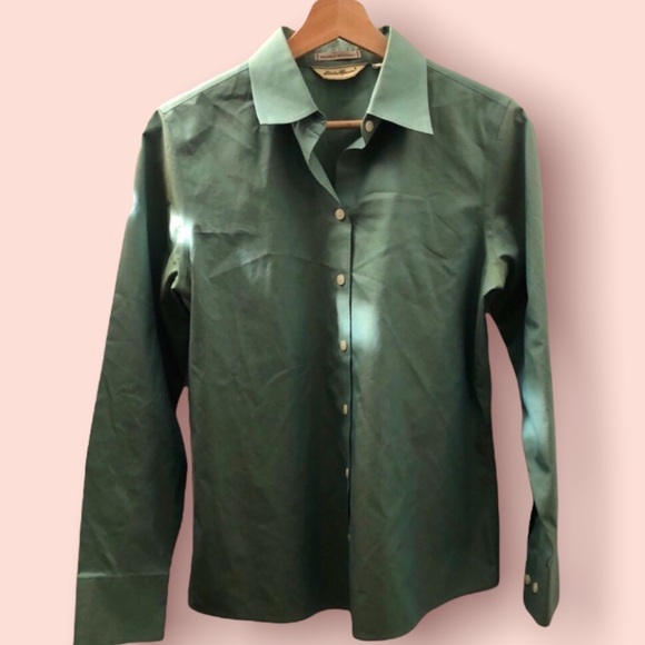 Eddie Bauer Wrinkle-resistant Cotton Green Button-down Shirt - Picture 1 of 8